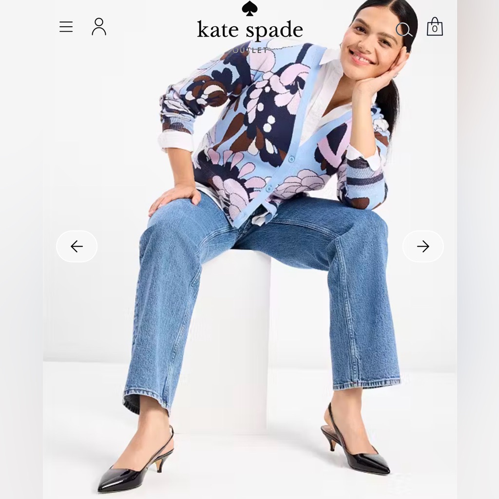 Kate Spade New York $358 Autumn Blue Floral Paisley V-Neck Knit Cardigan Sz L